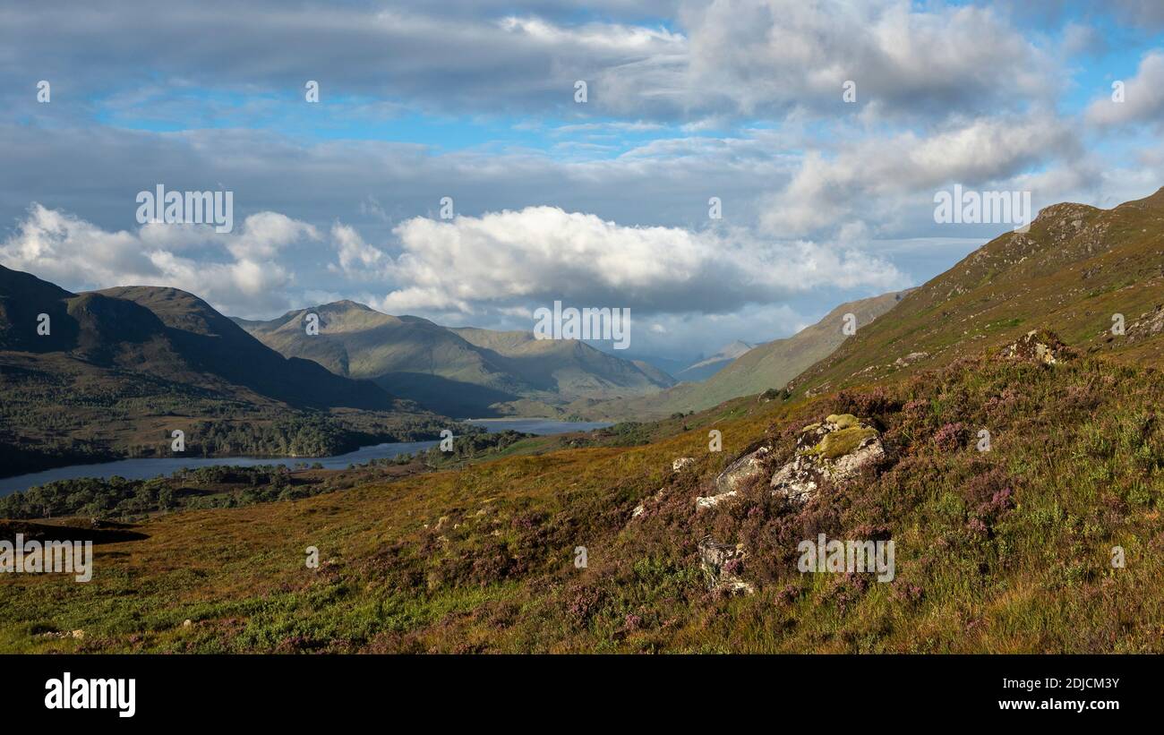 Loch Affric des pentes inférieures de Sgurr na Lapaich, Glen Affric, Écosse Banque D'Images