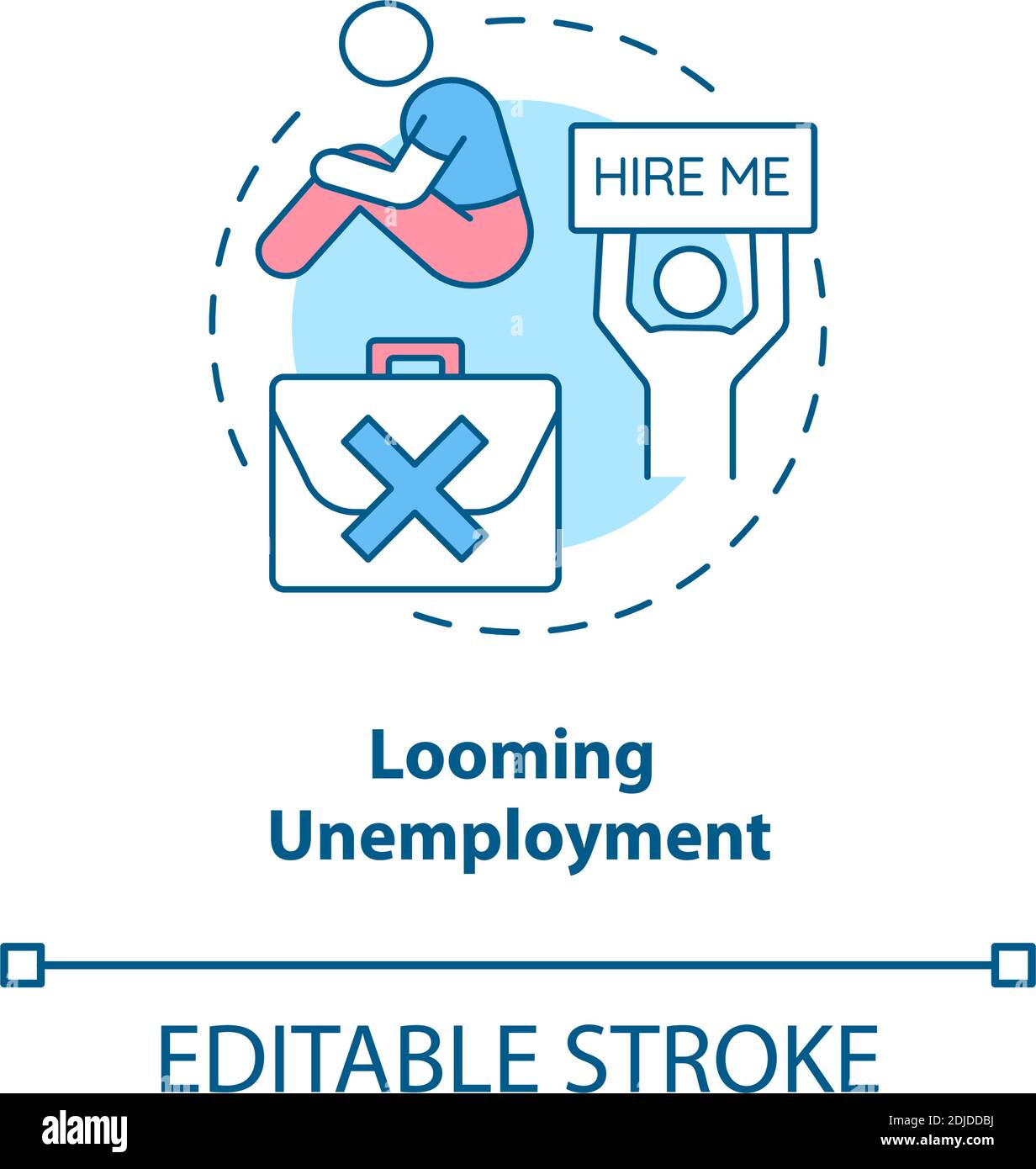 L'icône du concept de chômage qui se profile Illustration de Vecteur