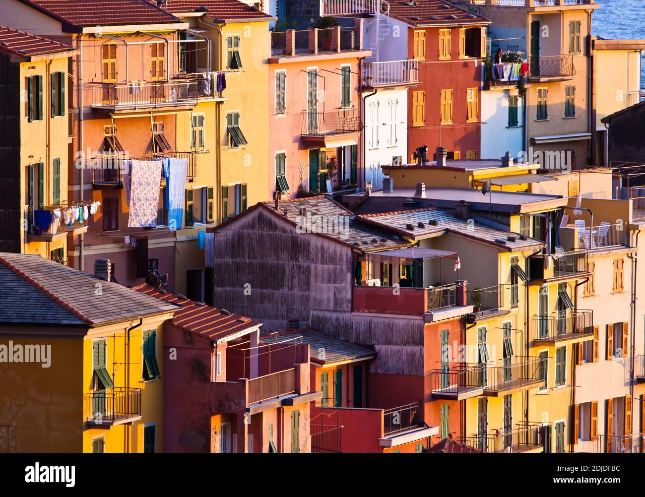 Texture colorée du village de Riomaggiore de Cinque Terre, Italie Banque D'Images