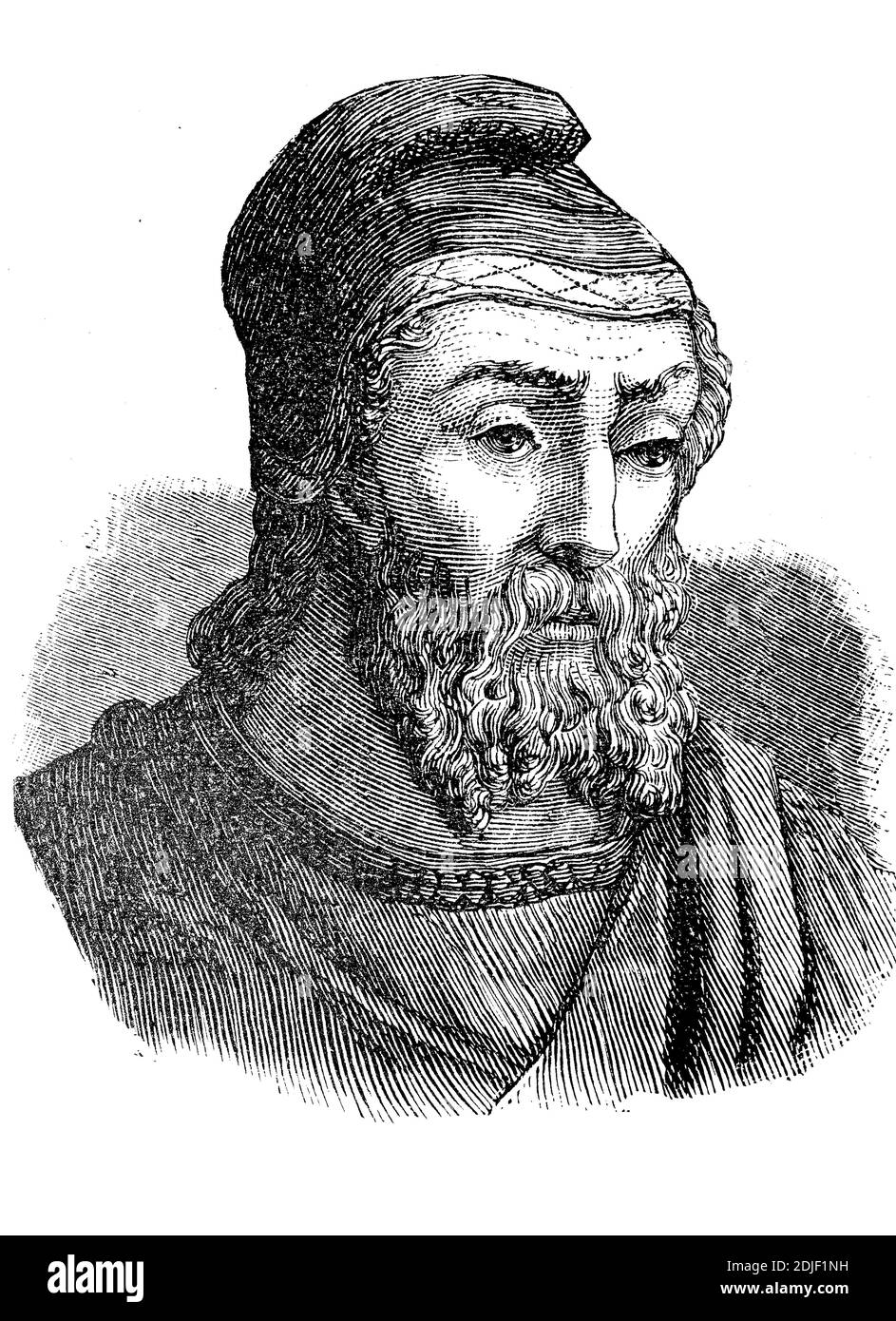 Archimedes de Syracuse, c. 287 C.-B. - 212 C.-B., mathématicien, physicien et ingénieur grec / Archimedes von Syrakus, UM 287 c. Chr. - 212 v. Chr, ein griechischer Mathematiker, Physiker und Ingenieur, Historisch, historique, numérique reproduction améliorée d'un original du 19ème siècle / digitale Reproduktion einer Originalvorlage aus dem 19. Jahrhundert, Banque D'Images