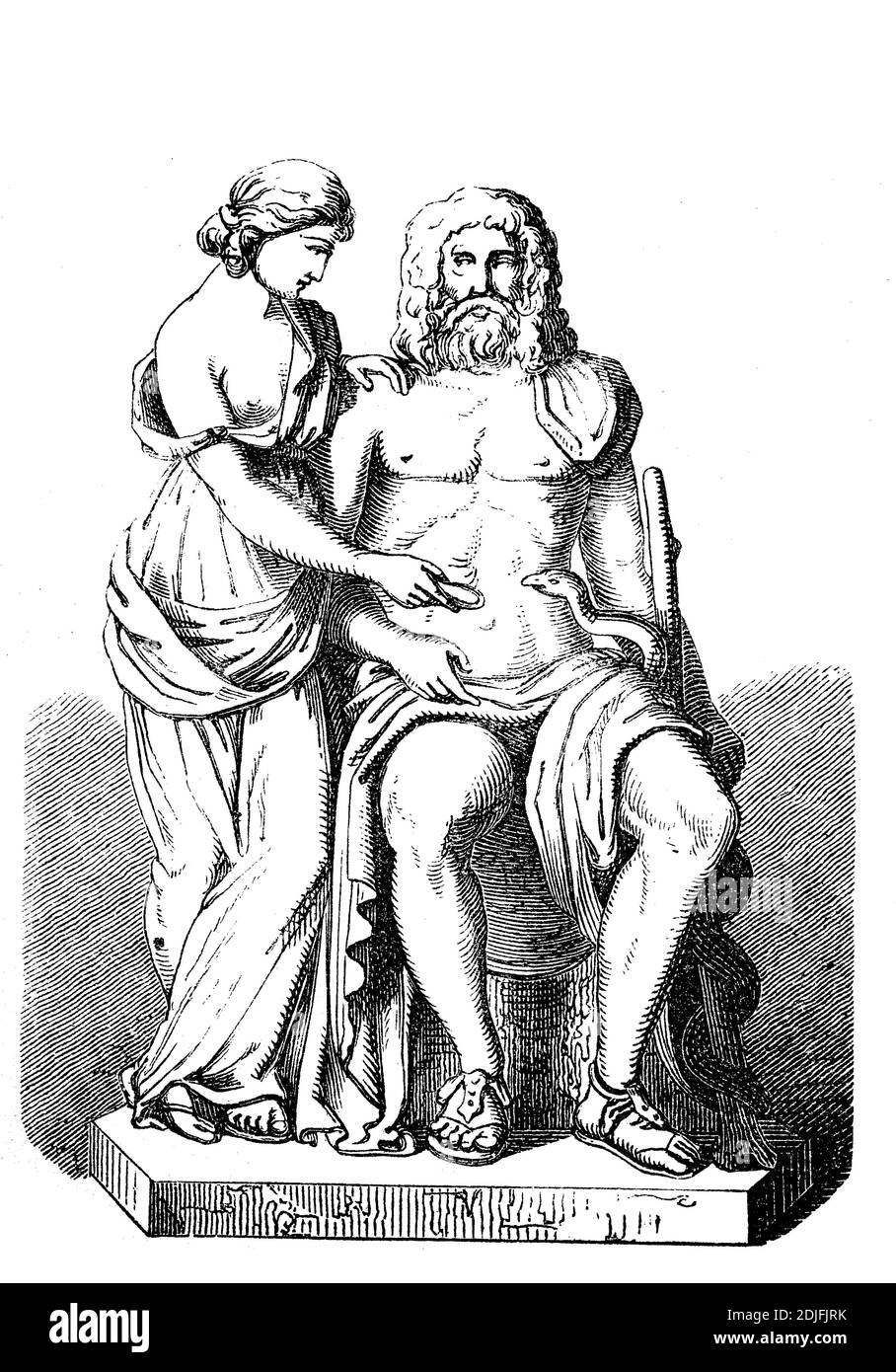 Asclépius, Aesculapius, Asclépius, dieu de la guérison, Et Hygieia ou Hygeia, déesse de la santé, mythologie grecque et romaine / Asklepios, Aesculapius, Äskulap, Gott der Heilkunst und Hygieia oder Hygeia, Göttin der Gesundheit, griechische und römische Mythologie, Historisch, historique, digital, digital, redigeoder Hygeia oder Hygeia, Regeia, Regeia oder Gesundheit an redigeia original rediense reproduider Reinian 19. Jahrhundert, Banque D'Images