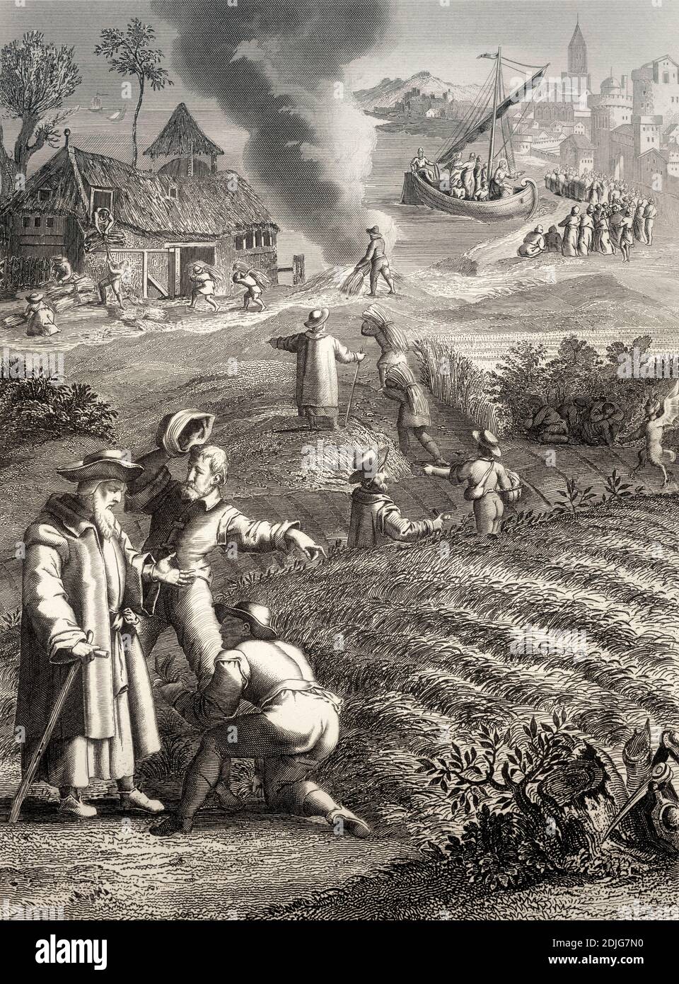 La parabole des mauvaises herbes, Nouveau Testament, gravure en acier 1853, restaurée numériquement Banque D'Images