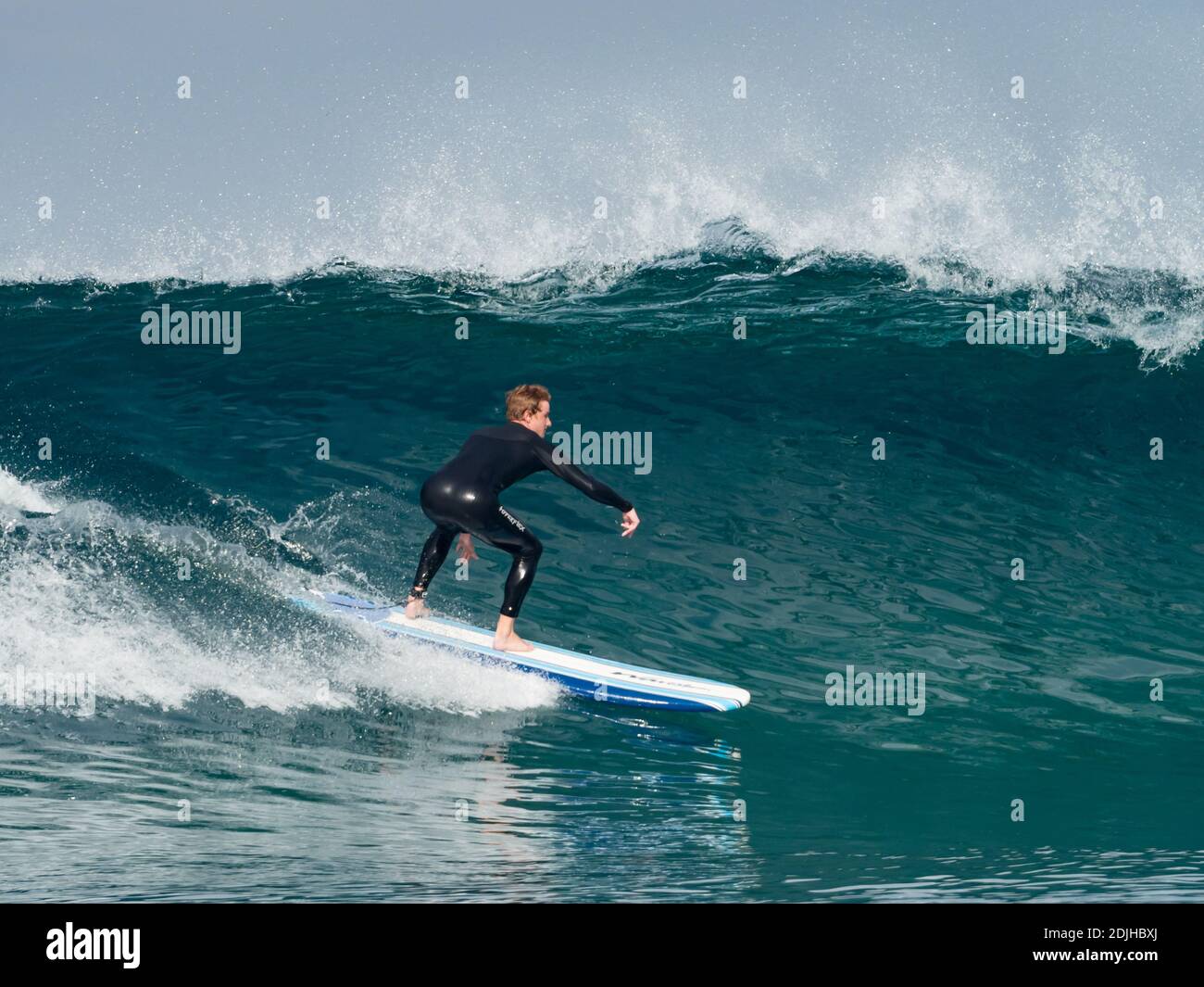 Surfeur en profitant des vagues à la Jolla Shores, San Diego, Californie, États-Unis Banque D'Images