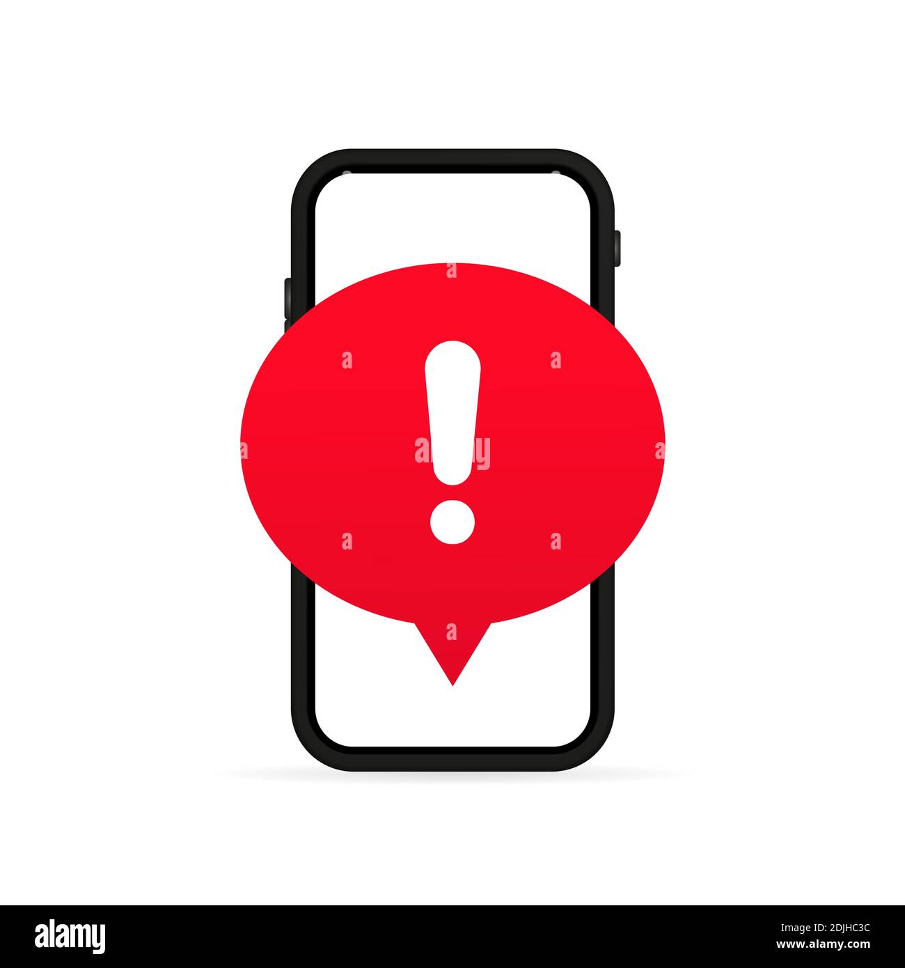 Écran de téléphone mobile avec un avertissement sur le spam, la connexion sécurisée, la fraude, le virus. Avis d'alarme téléphonique et nouveau message. Alertes d'erreur de danger, ordinateur Illustration de Vecteur