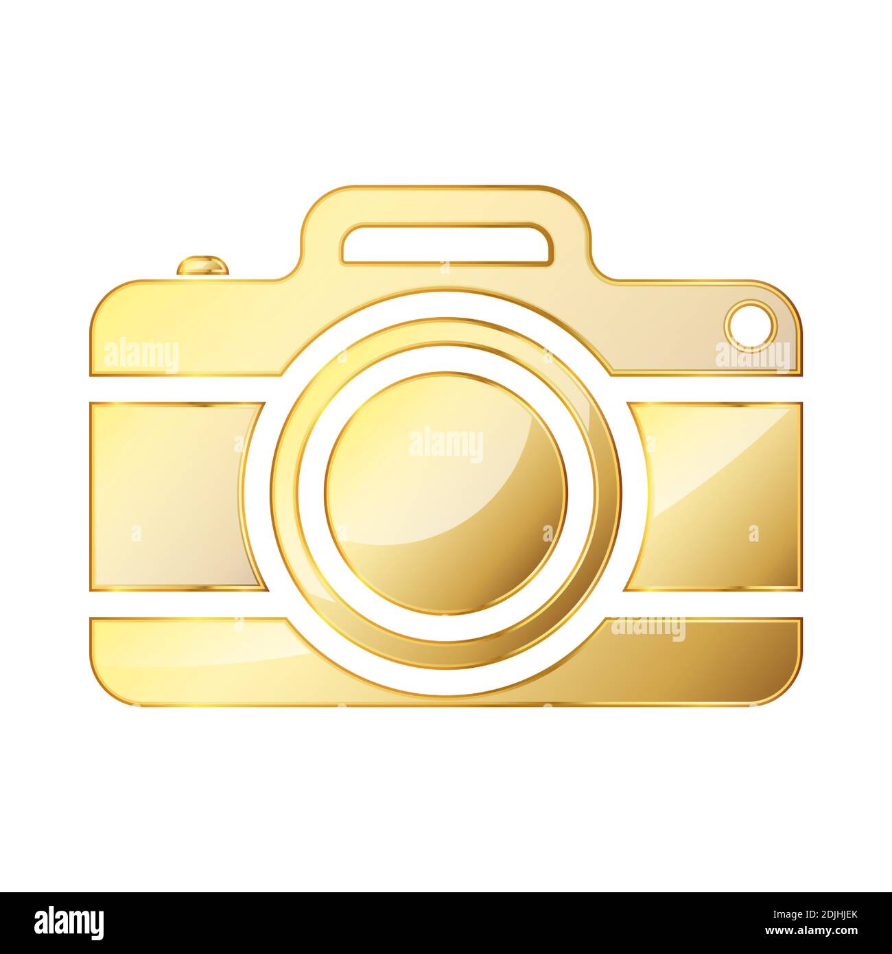 Icône de l'appareil photo. Icône d'appareil photo doré isolée. Illustration vectorielle. Symbole doré de l'appareil photo Illustration de Vecteur