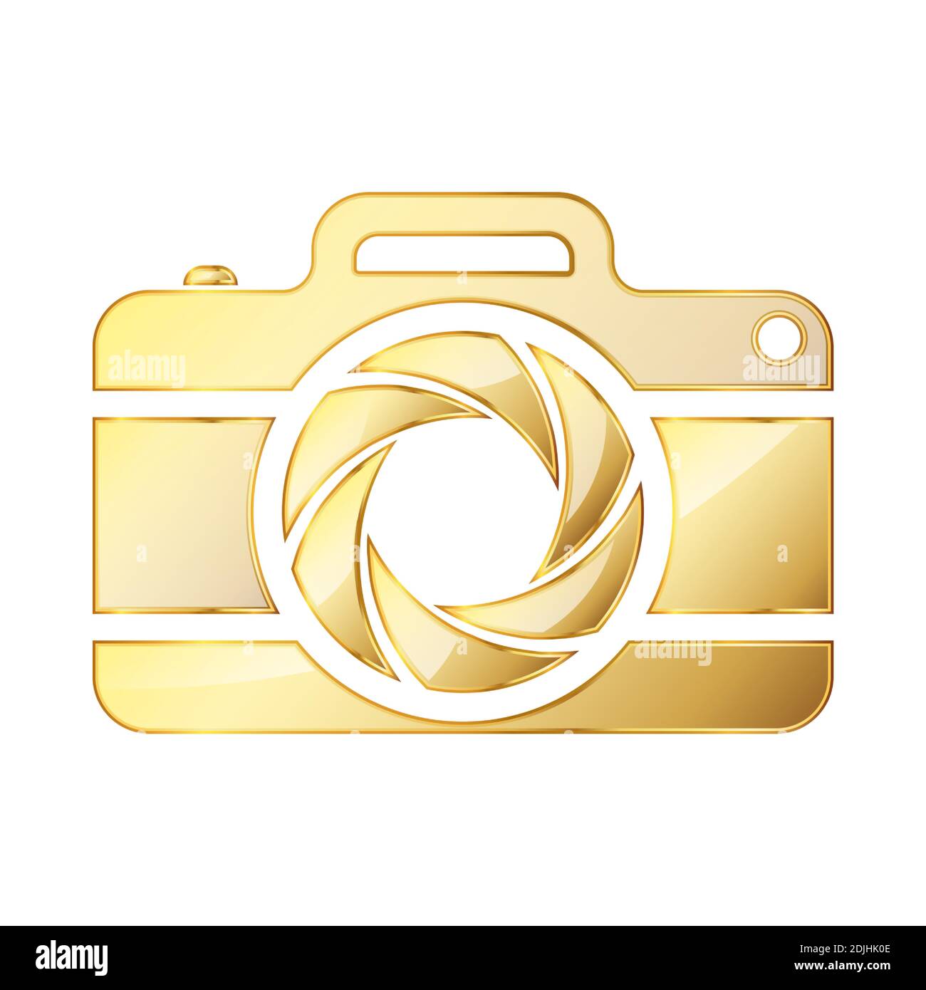 Icône de l'appareil photo. Icône d'appareil photo doré isolée. Illustration vectorielle. Symbole doré de l'appareil photo Illustration de Vecteur