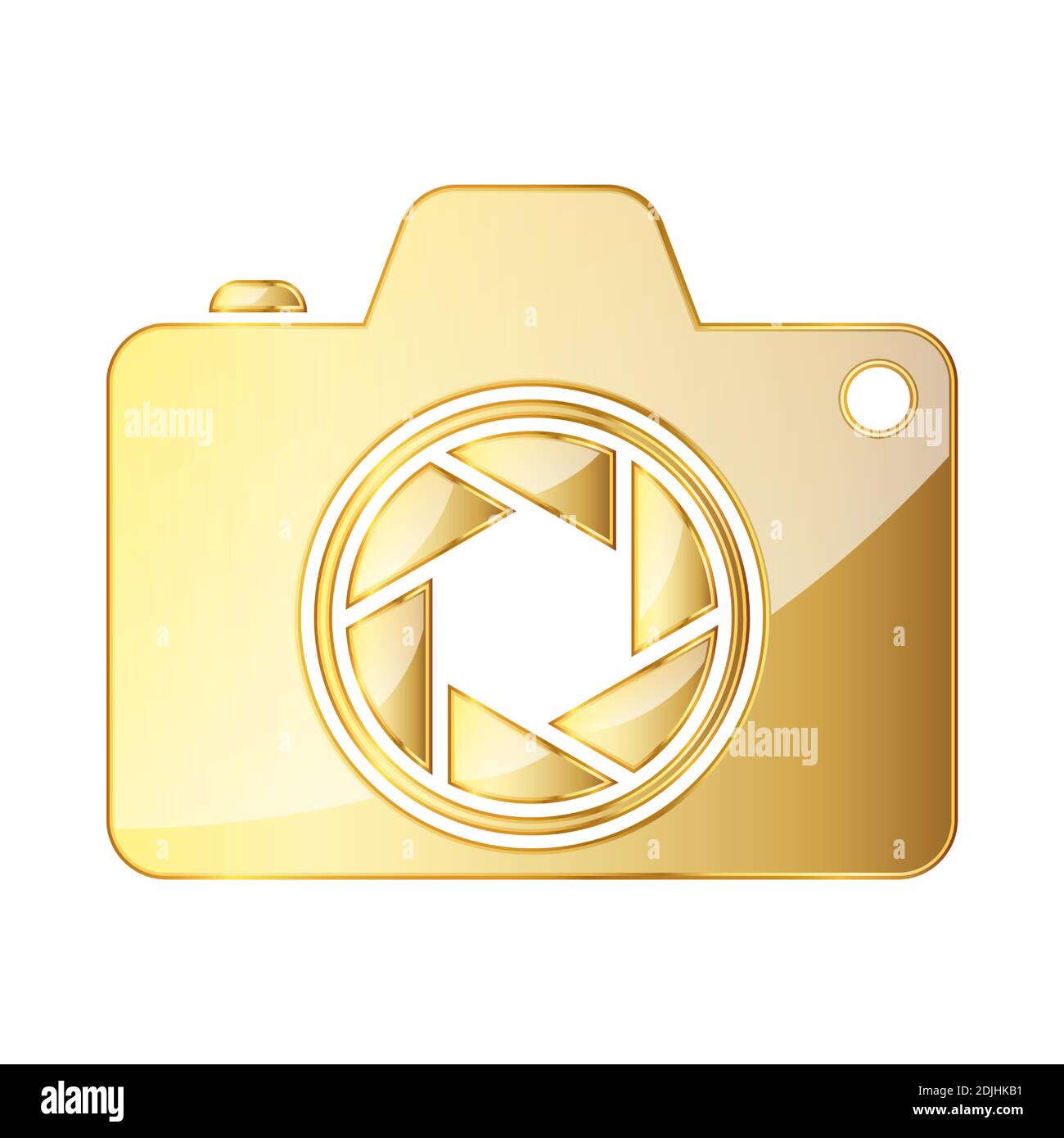 Icône de l'appareil photo. Icône d'appareil photo doré isolée. Illustration vectorielle. Symbole doré de l'appareil photo Illustration de Vecteur