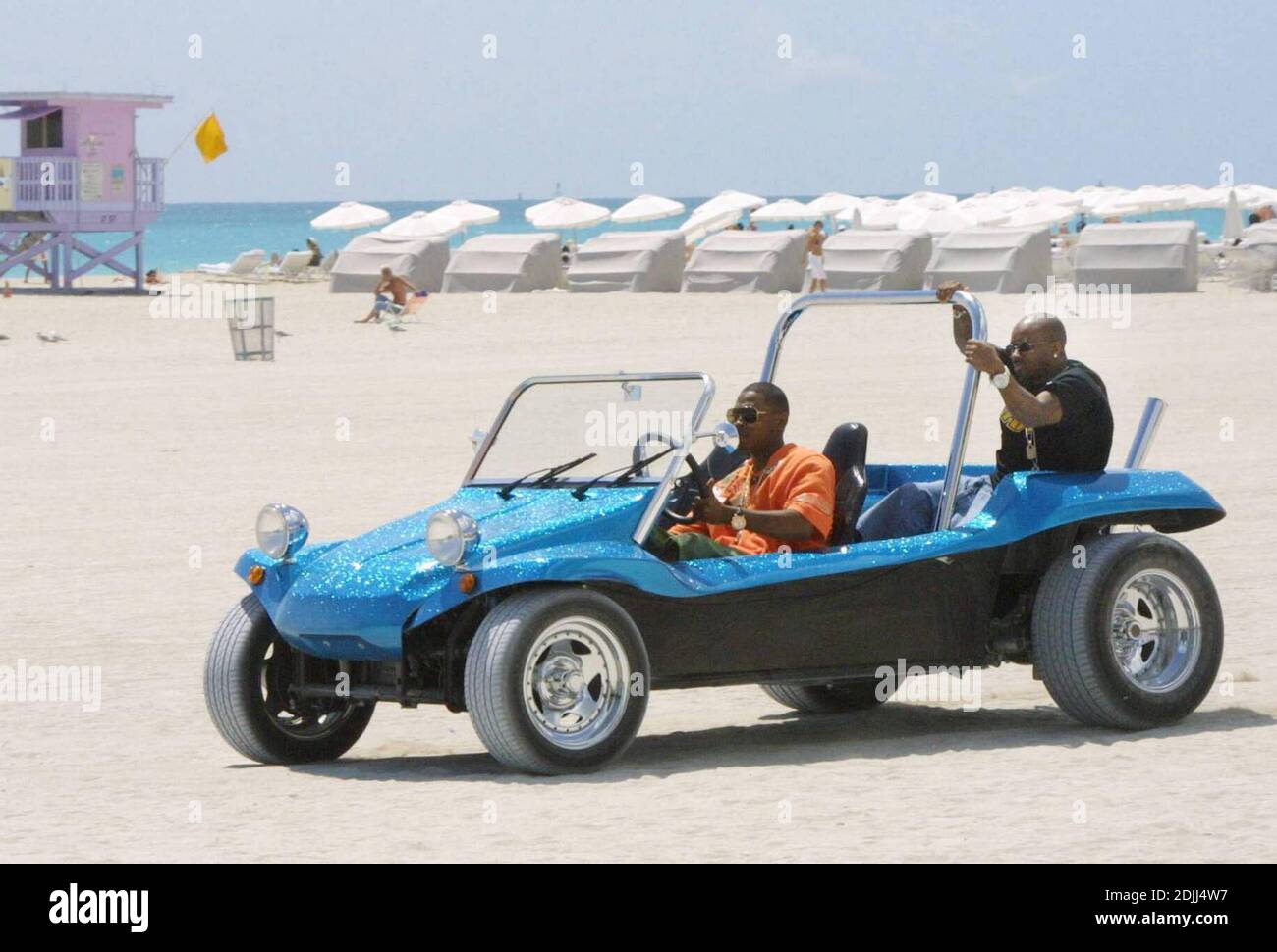 Exclusif !! L'autre moitié de Janet Jackson Jermaine Dupri films scènes d'action pour sa nouvelle vidéo sur Miami Beach, 4/17/05 Banque D'Images