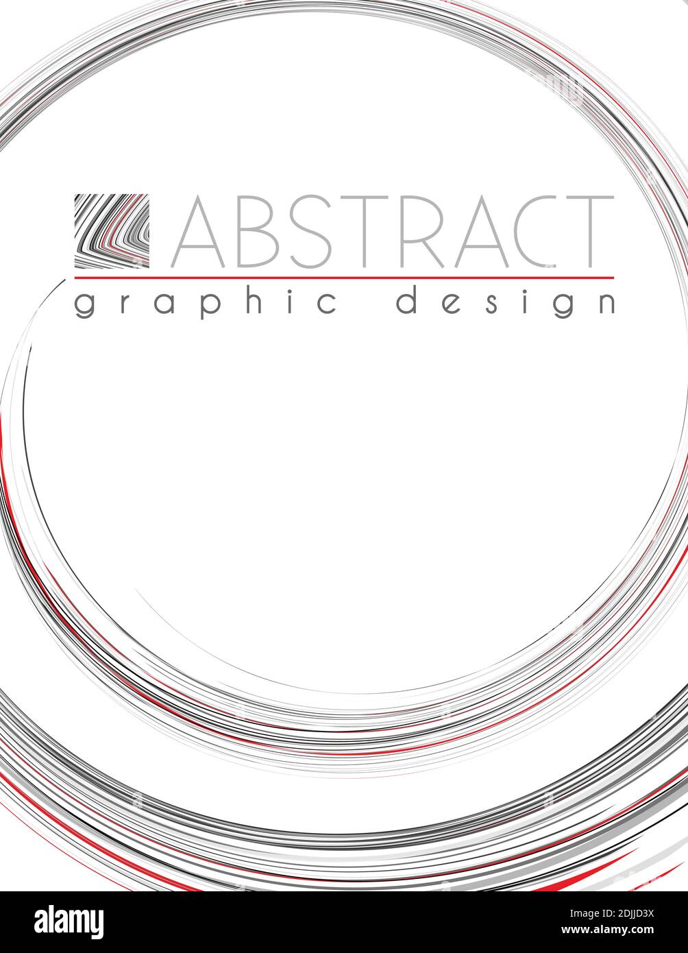 Spirale. Modèle de page abstrait avec bandes fines noires, rouges et grises. Mise en page de la conception graphique vectorielle Illustration de Vecteur