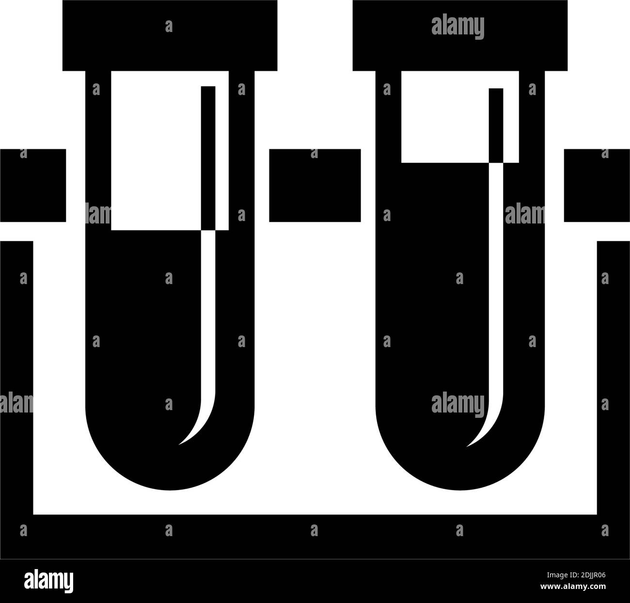 Flacons de portoirs pour tubes à essai chimiques, équipement de laboratoire. Illustration de l'icône vecteur plat. Symbole noir simple sur fond blanc. Flacons de portoirs pour tubes à essai chimiques Illustration de Vecteur