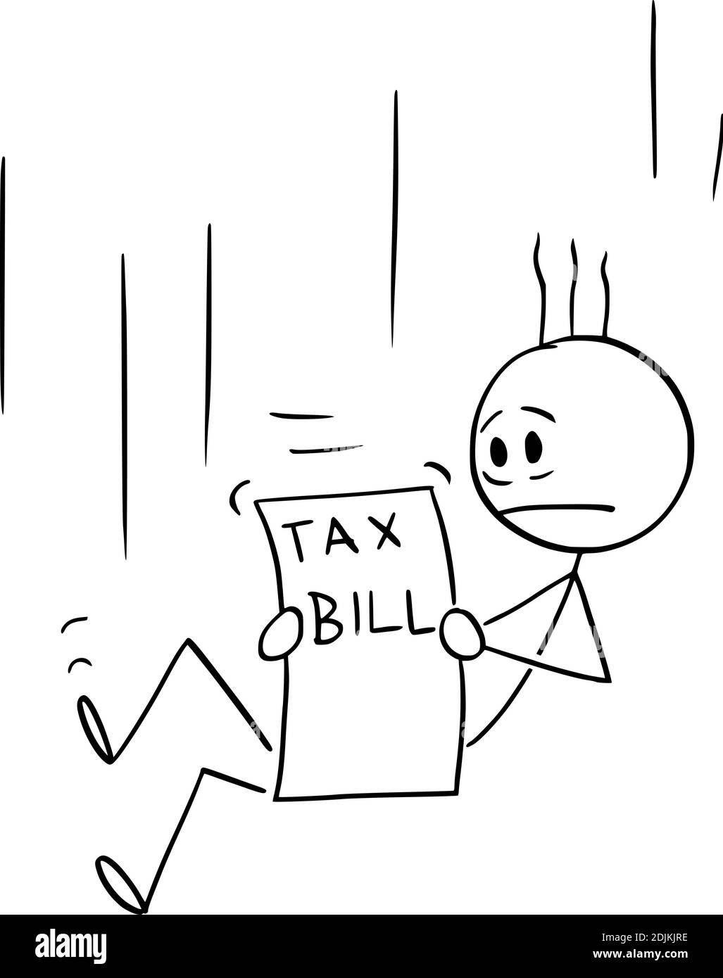 Vecteur bâton de dessin animé figure illustration de l'homme ou l'homme d'affaires tombant frustré par la facture fiscale. Illustration de Vecteur