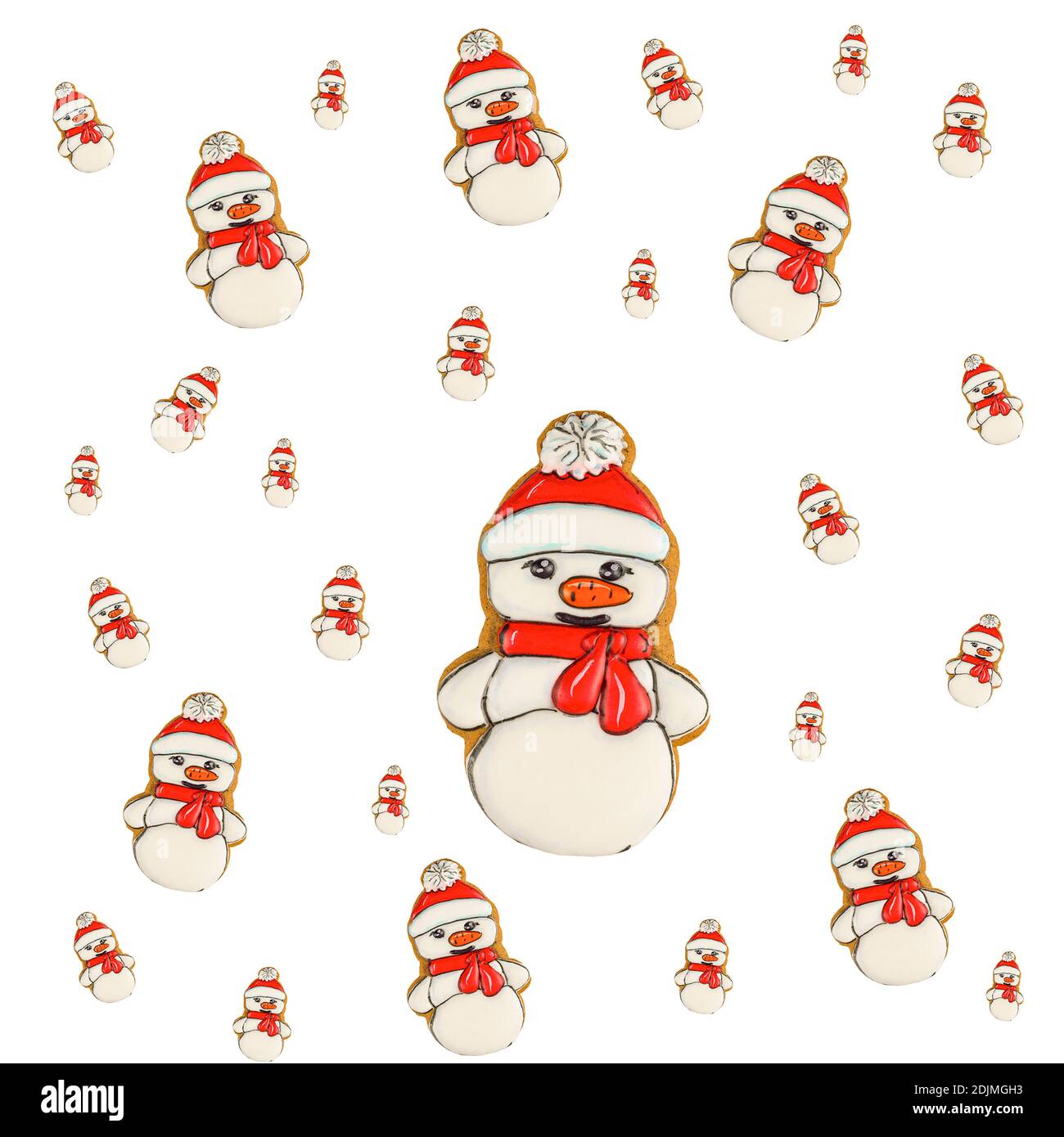 Bonhomme de neige mignon. Fond de fête pour le nouvel an. Nouvel an et Noël. Bonhomme de neige. Isoler. Motif de Noël. Répétition Banque D'Images