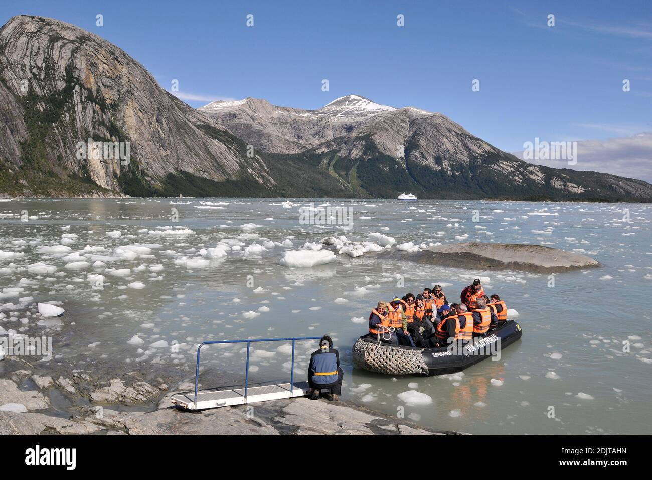Amérique du Sud, Chili, région de Xll, Tierra del Fuego, Cruceros Australis M / S via Australis, Beagle Channel, glacier de Pia Banque D'Images