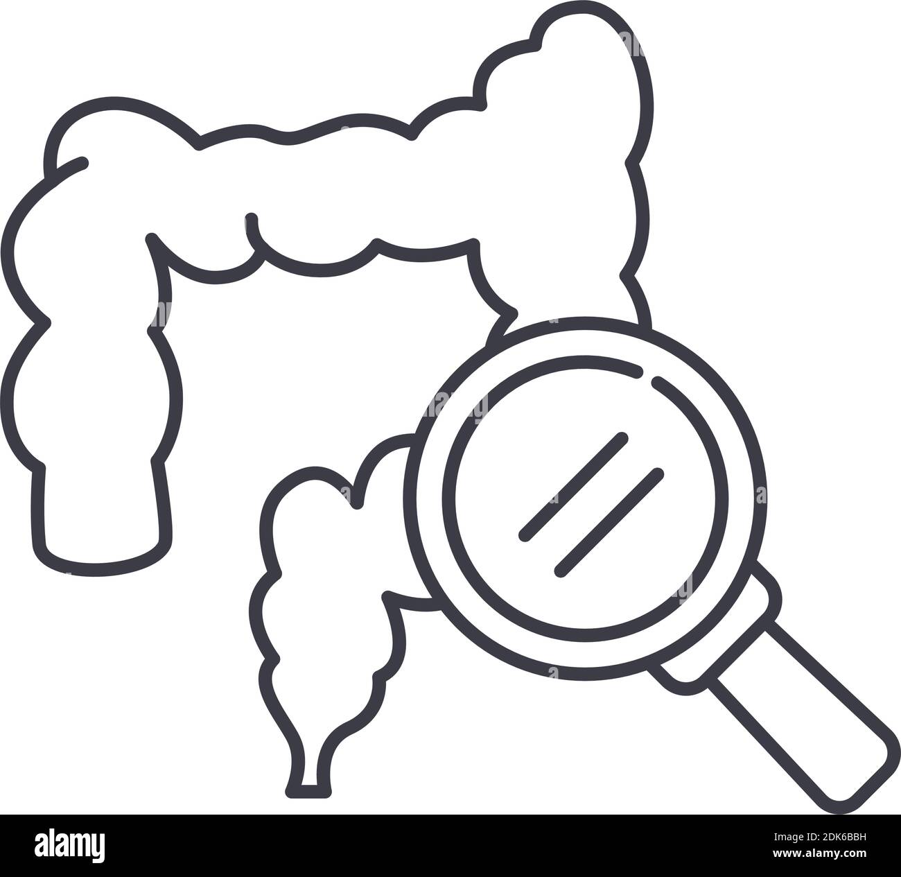Icône de balayage des intestins, illustration isolée linéaire, vecteur ligne mince, signe de conception Web, symbole de concept de contour avec contour modifiable sur fond blanc Illustration de Vecteur