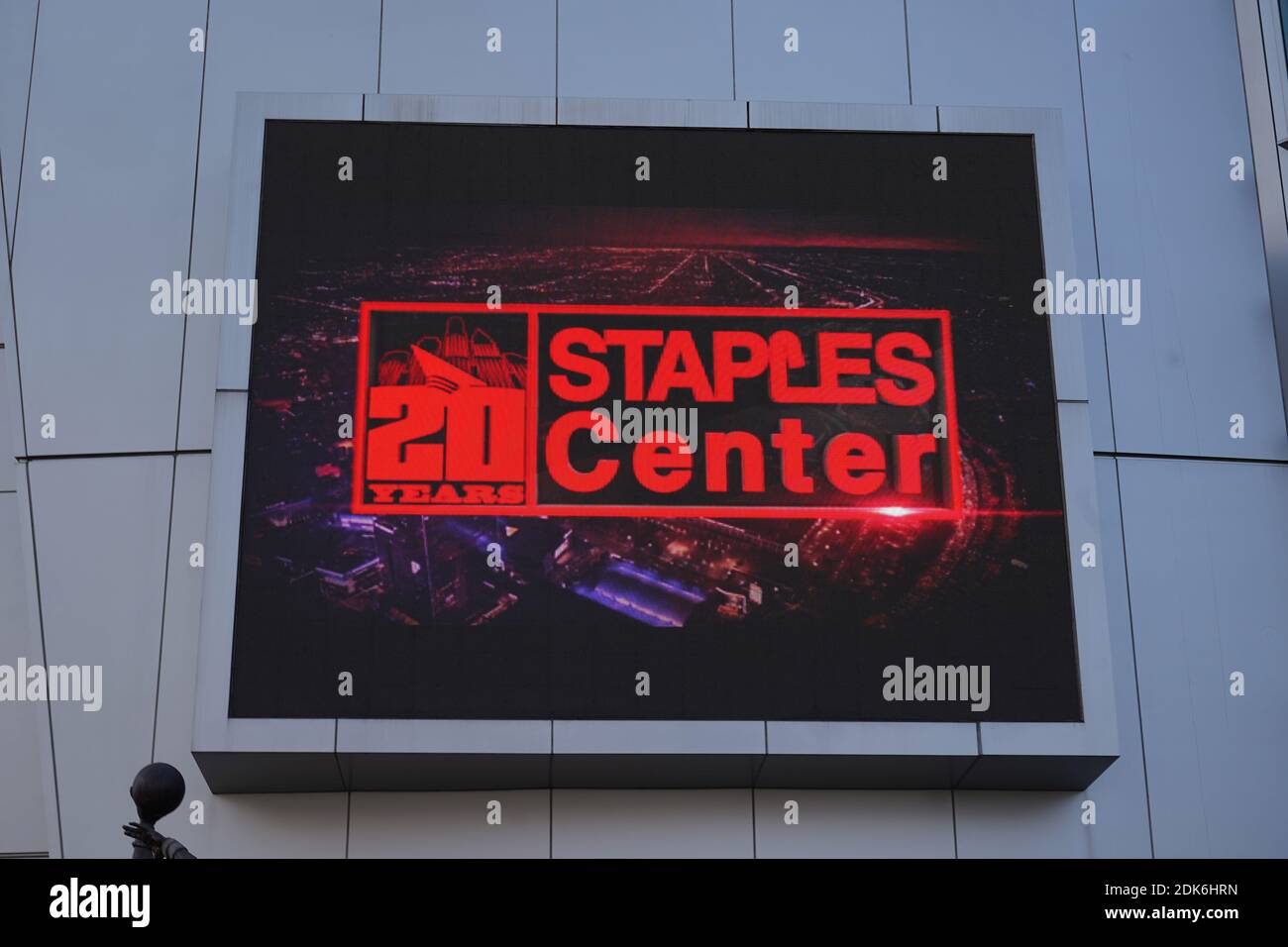 Un panneau de marque au Staples Center, le lundi 14 décembre 2020, à Los Angeles. Banque D'Images