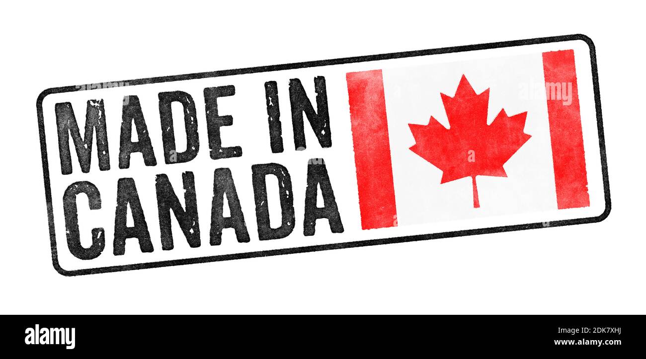 Timbre sur fond blanc - fabriqué au Canada Banque D'Images