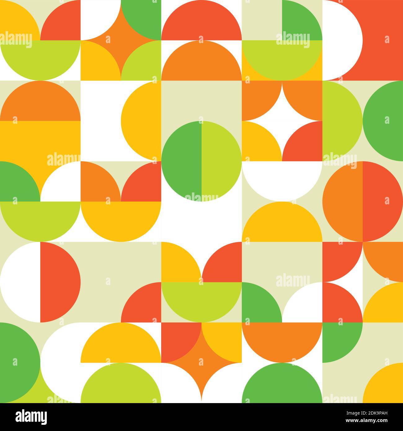 Motif géométrique style rétro des années 60 et 70 vectoriel sans couture du milieu du siècle - conception textile avec cercles et formes abstraites Illustration de Vecteur