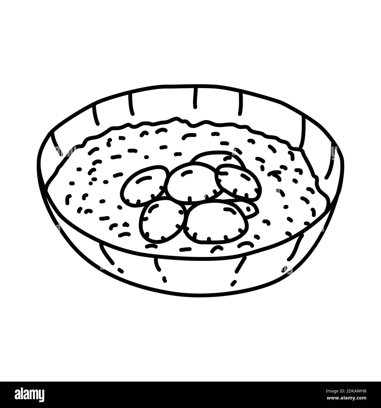 Icône de la Nouvelle-Angleterre Clam Chowder. Style d'icône Doodle dessiné à la main ou Contour Illustration de Vecteur