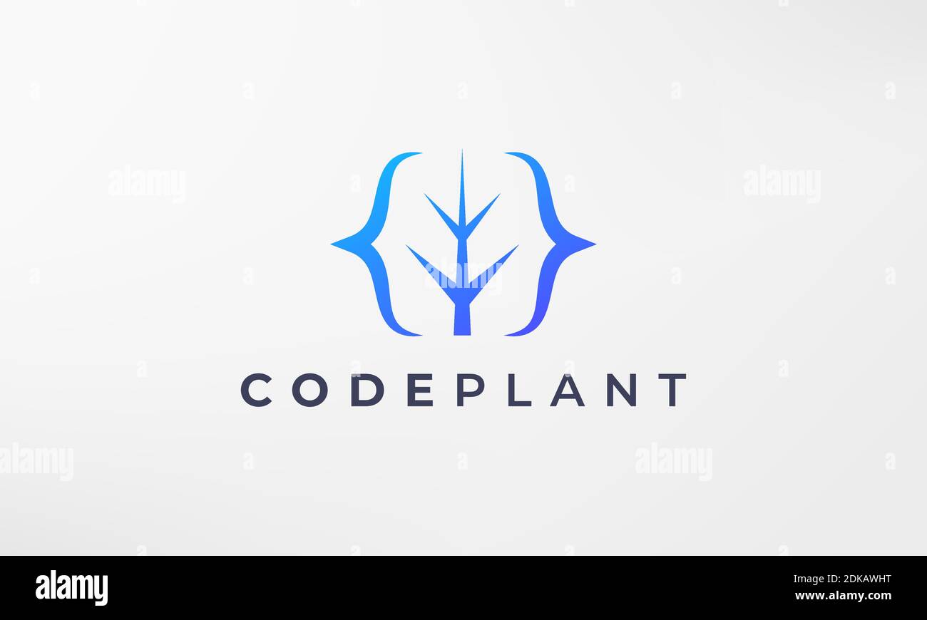 logo de codage de plante foliaire dans un style simple et moderne Illustration de Vecteur