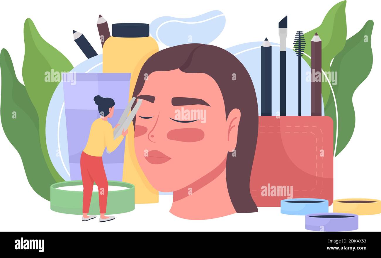 Illustration Du Vecteur De Concept Plat Principal De Front De Mer Epilation Des Sourcils A L Aide D Une Pince A Epiler Cosmetologie Professionnel De La Beaute Personnage De Dessin Anime 2d D Estheticienne Pour Image Vectorielle