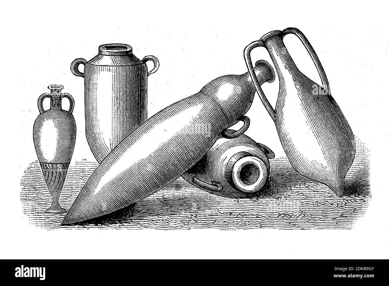 Amphore, amphore, carafe romaine, illustration de 1885 / Amphoren, Amphore, römischer Weinkrug, Illustration aus 1885, Historisch, historique, numérique reproduction améliorée d'un original du XIXe siècle / digitale Reproduktion einer Originalvorlage aus dem 19. Jahrhundert Banque D'Images