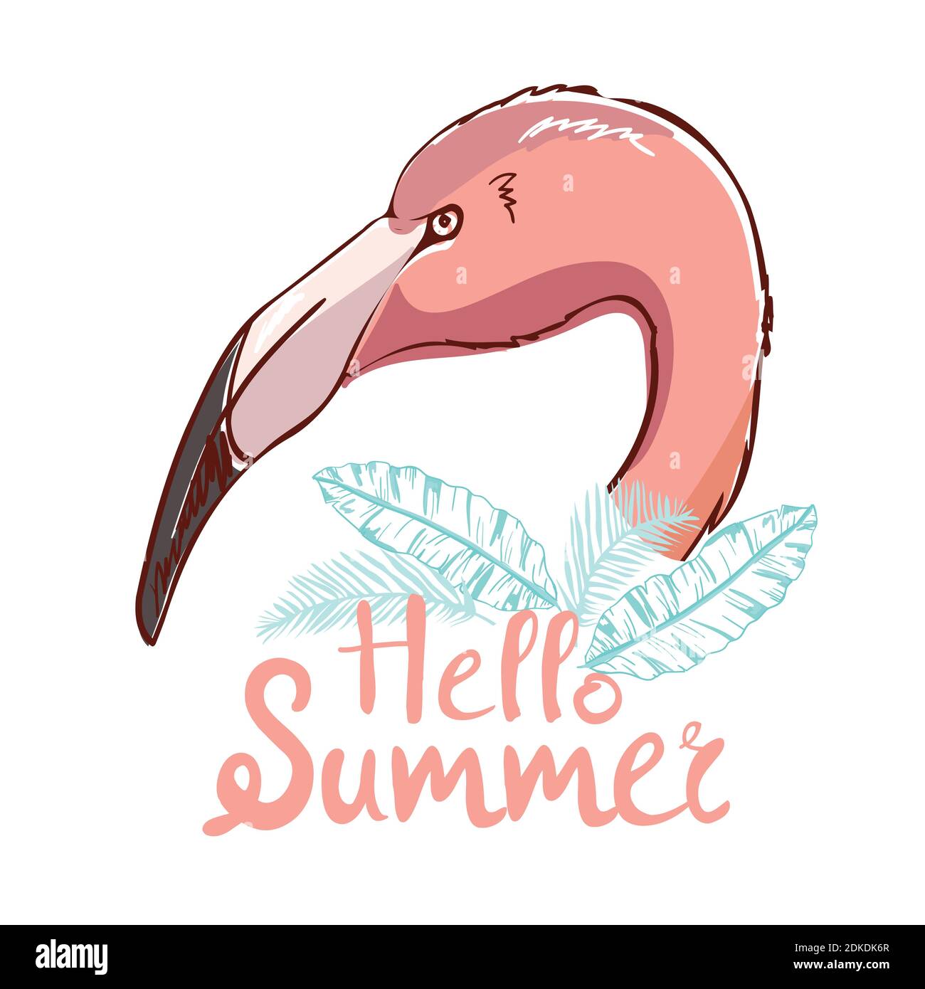 Mignon flamants roses, illustration vectorielle, imprimé été. Illustration de Vecteur