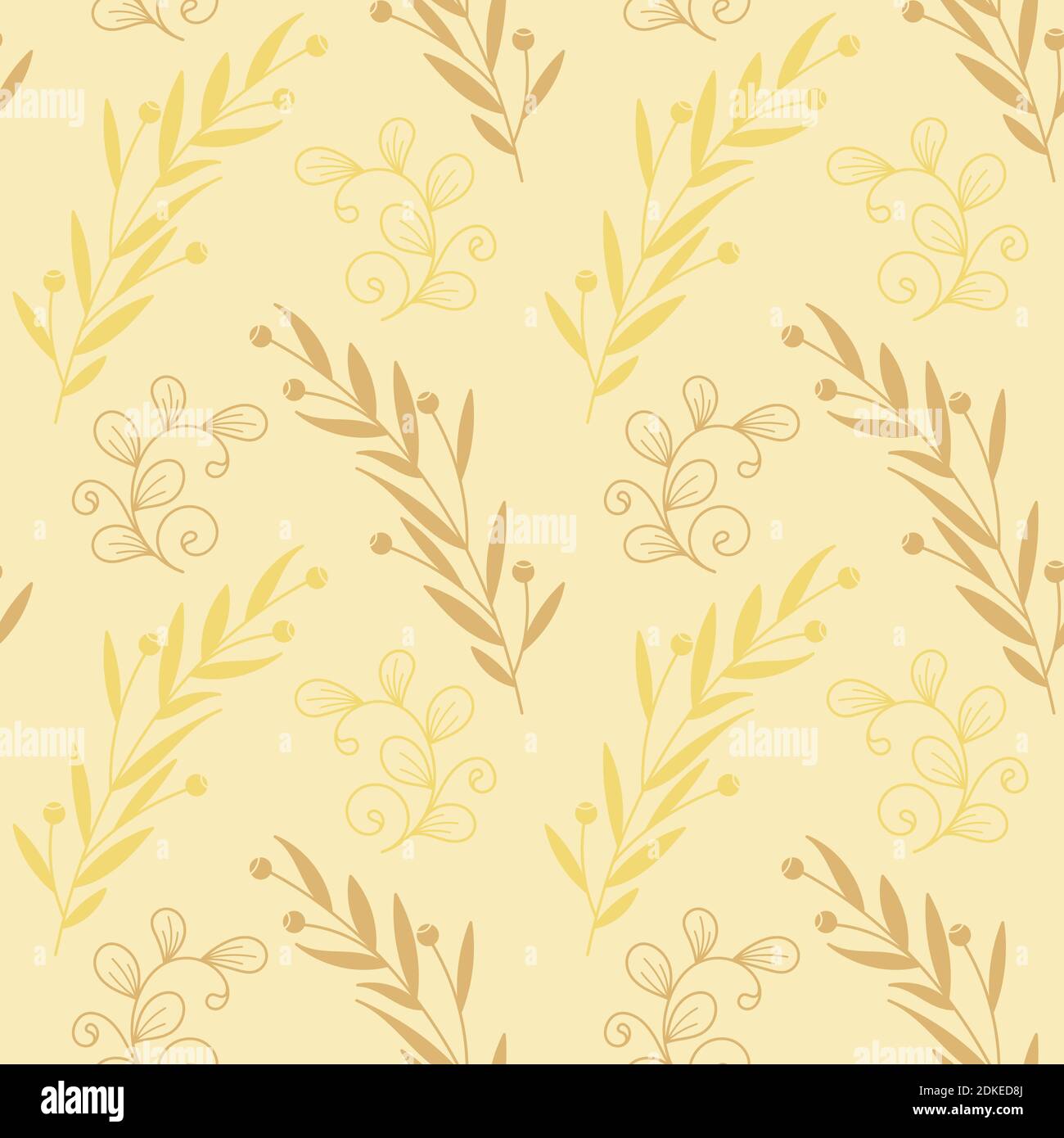 Motifs vectoriels sans couture avec branches avec feuilles. Illustration vectorielle plate pour papier d'emballage, papier peint, impression textile. Illustration de Vecteur