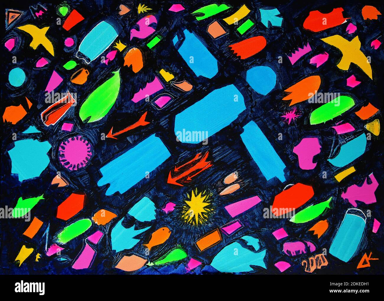 Peinture abstraite d'art au sujet de l'année 2020 Banque D'Images