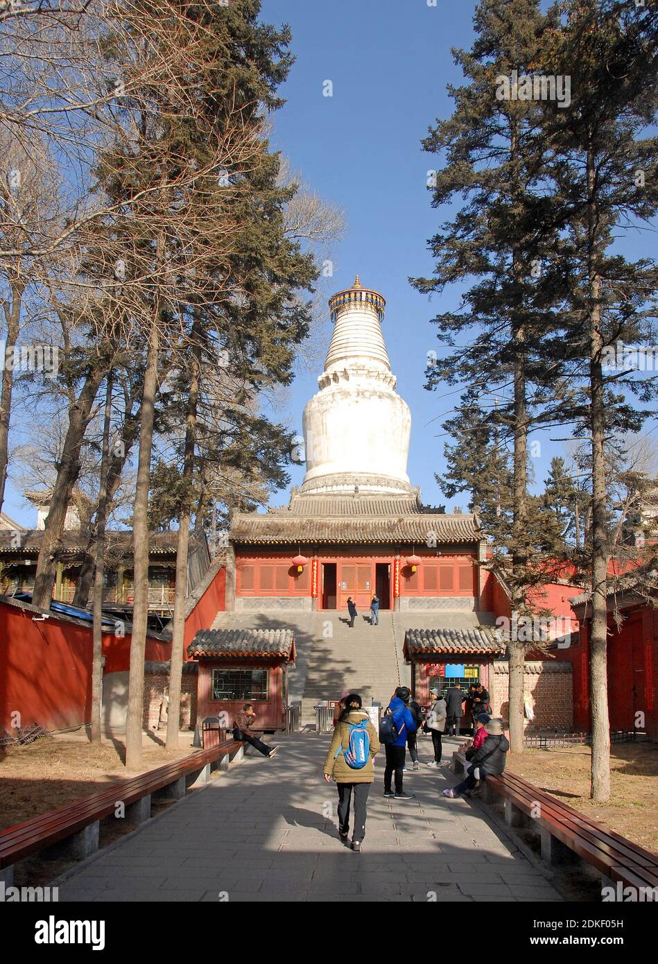 Wutaishan, province du Shanxi en Chine. Grande Pagode blanche ou Dabaita ou Sarira Stupa au temple de Tayuan. Banque D'Images