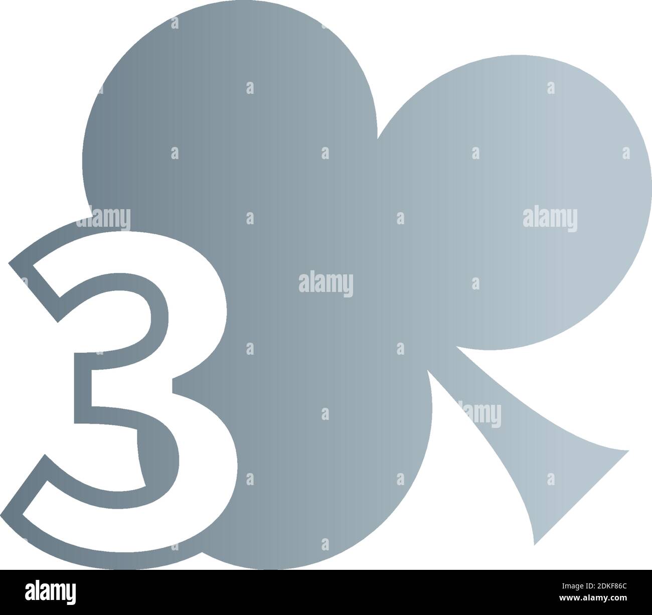 Le logo numéro 3 combiné avec le vecteur de design shamrock Icon Illustration de Vecteur