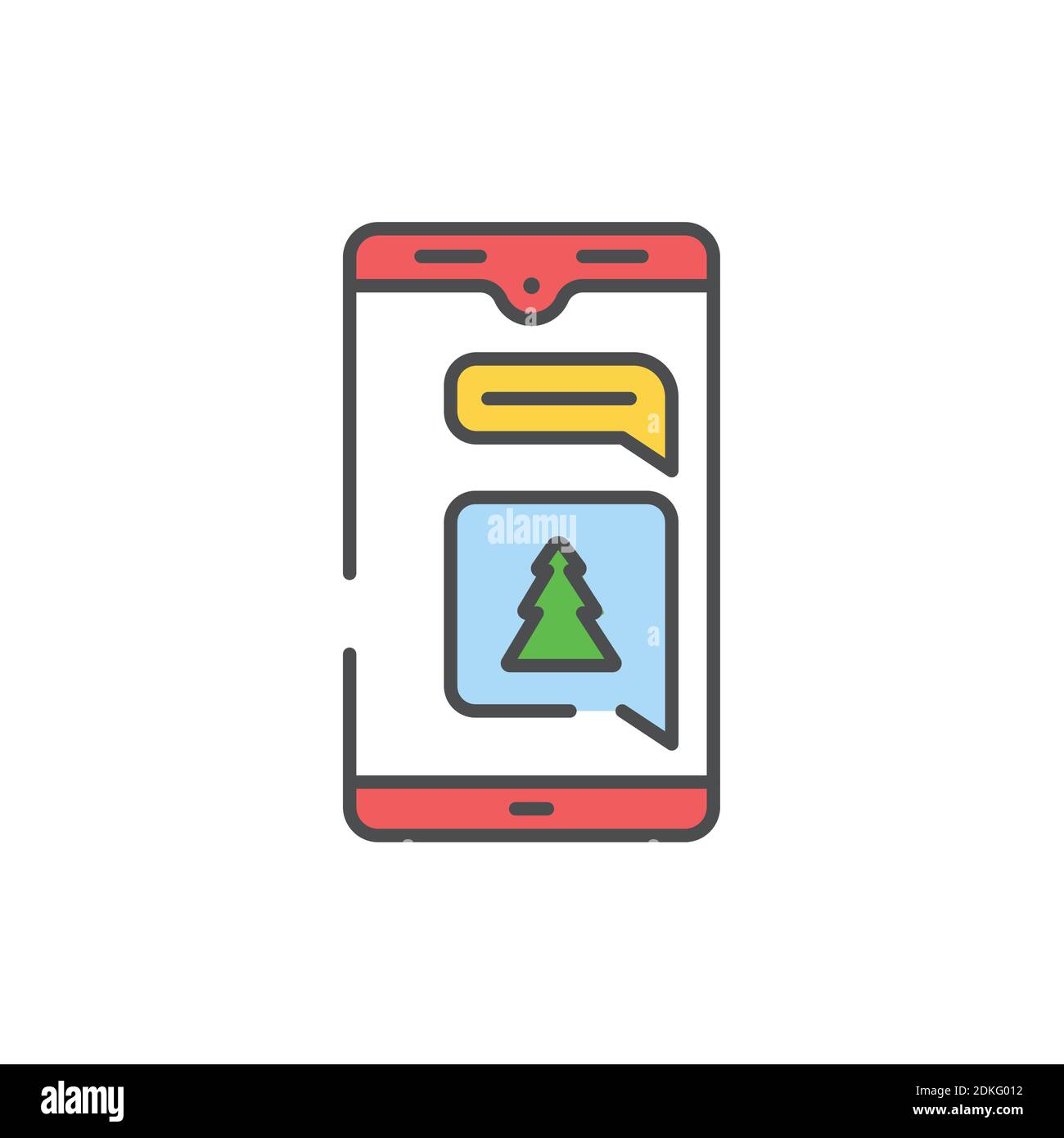 Message d'accueil de la nouvelle année sur l'icône de ligne de couleur du téléphone. Voyants lumineux. Contour modifiable. Illustration de Vecteur