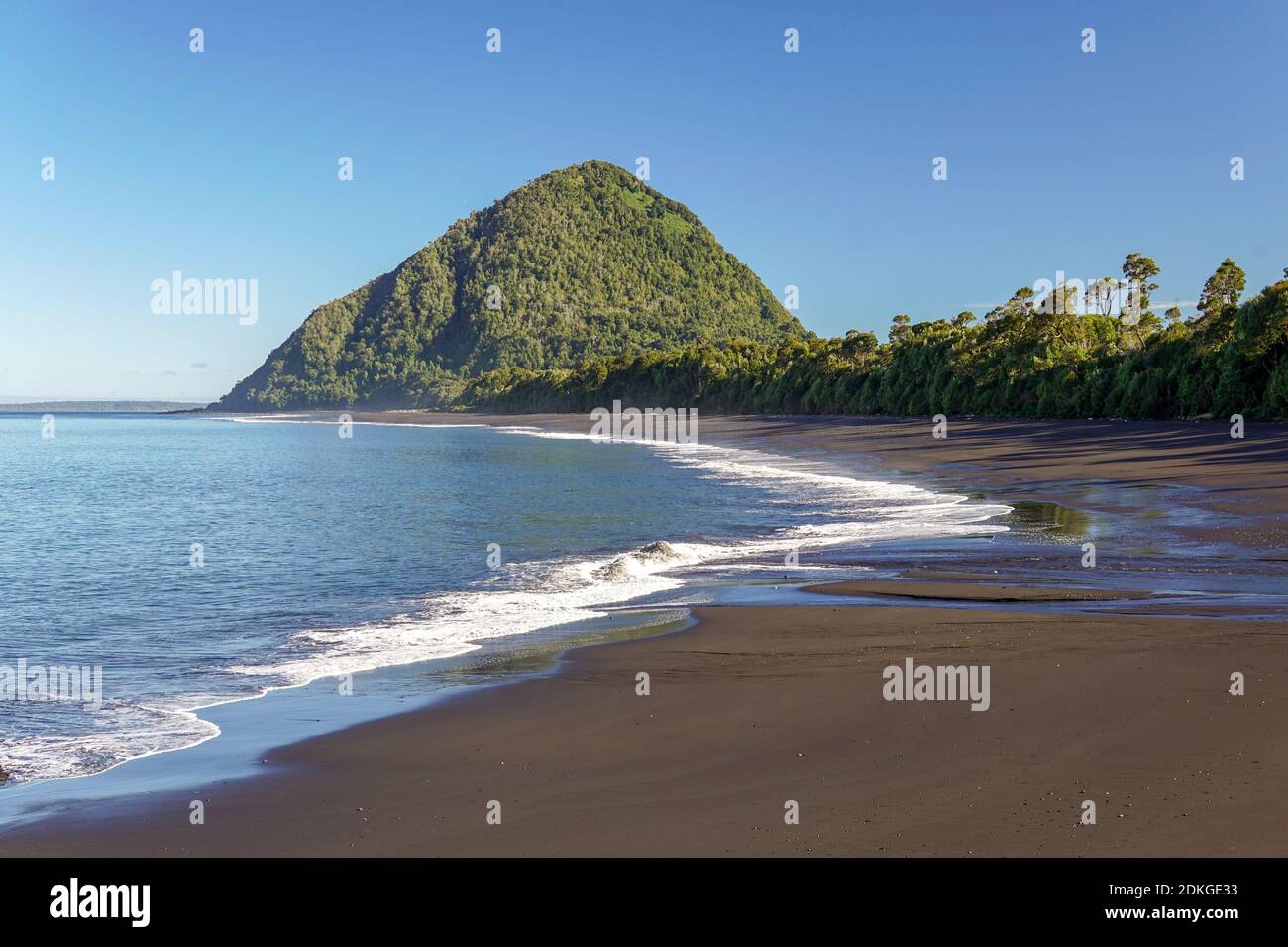 Playa Santa Bárbara, Parque Pumalín, Nord de Carretera austral, Chili, Amérique du Sud. Banque D'Images