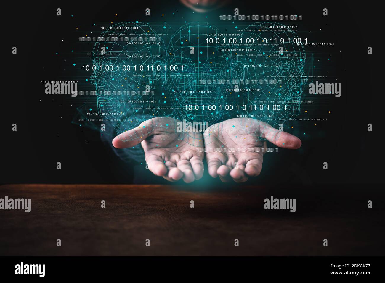 ai big data ideas concept homme d'affaires main show technologie hologramme à la main noir Banque D'Images