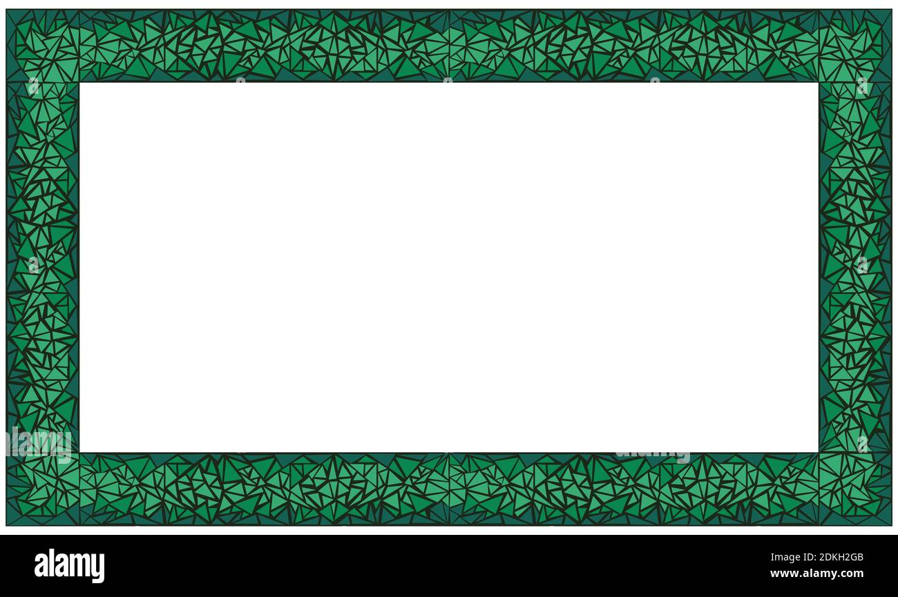 Cadre rectangulaire en mosaïque. Malachite vert. Illustration vectorielle isolée sur fond blanc. Illustration de Vecteur