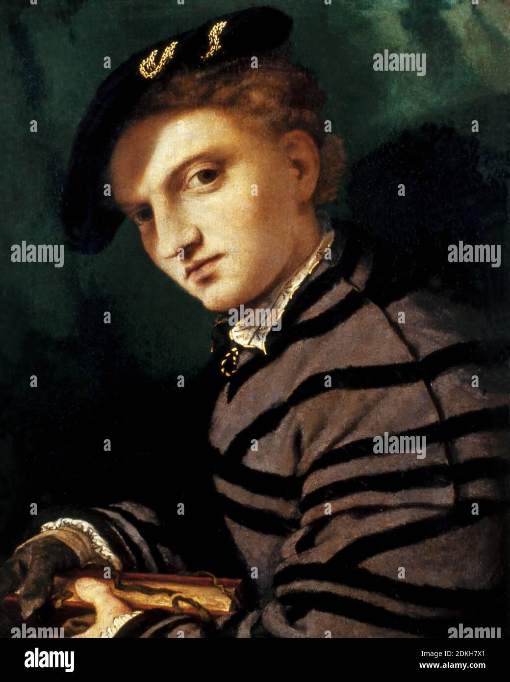 Renaissance italienne Lorenzo Lotto 1480 – 1556/1557. Portrait d'un jeune homme. Vers 1526. Peinture à l'huile sur bois. 34.5 x 27.5. Banque D'Images