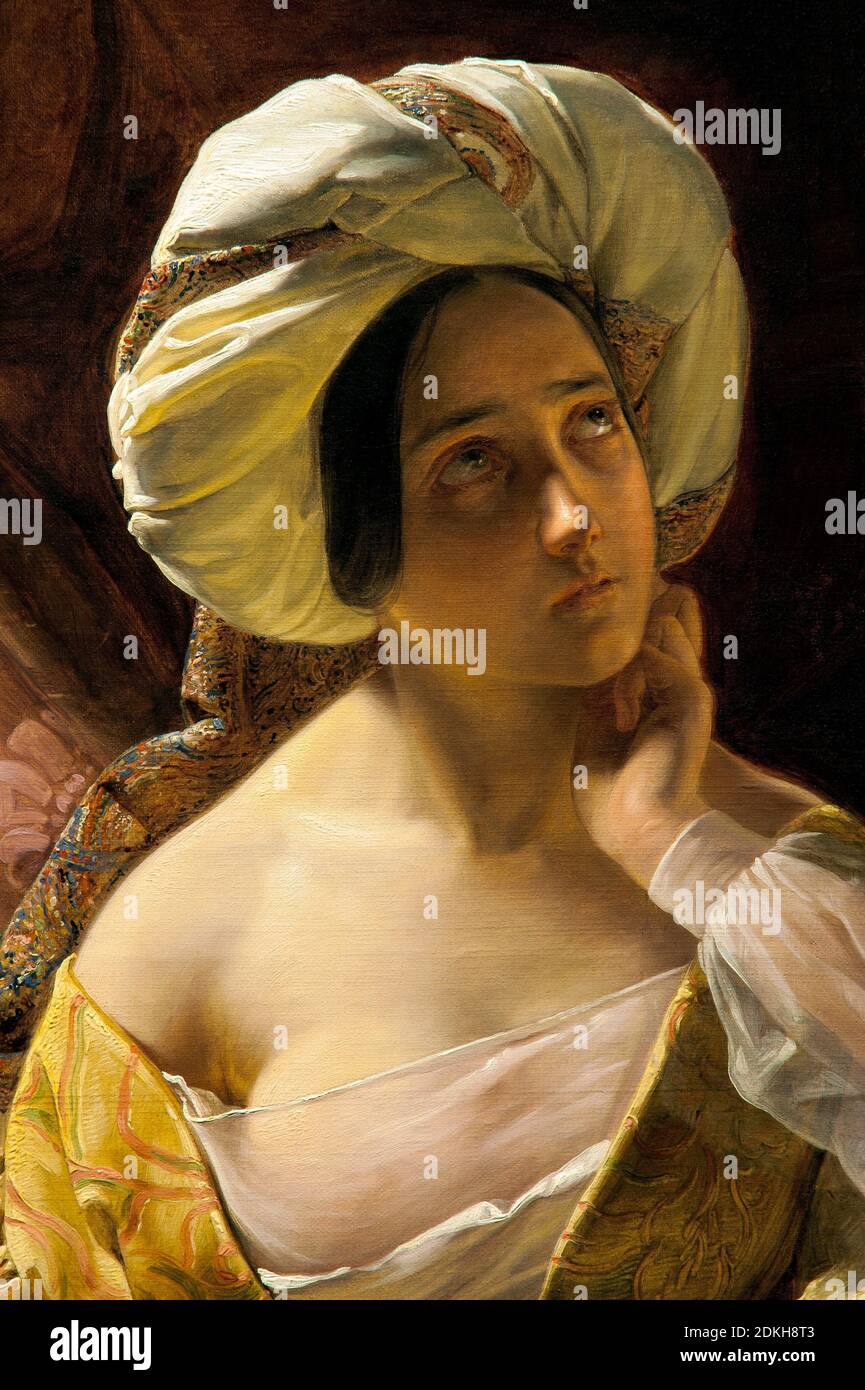 Giuseppe Molteni. 1800-1867. Esclave du harem. 1838 peinture à l'huile sur toile cm 119 x 95. détail. Banque D'Images