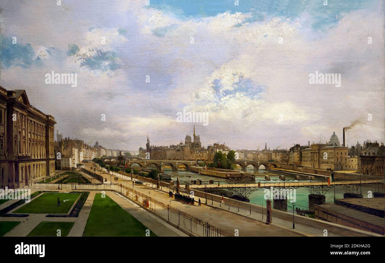 Reproduction Tableau 'Quai Du Louvre, Paris' 1866-67 – Huile Sur Toile 85 X 60 Cm – Neuf Sous Emballage