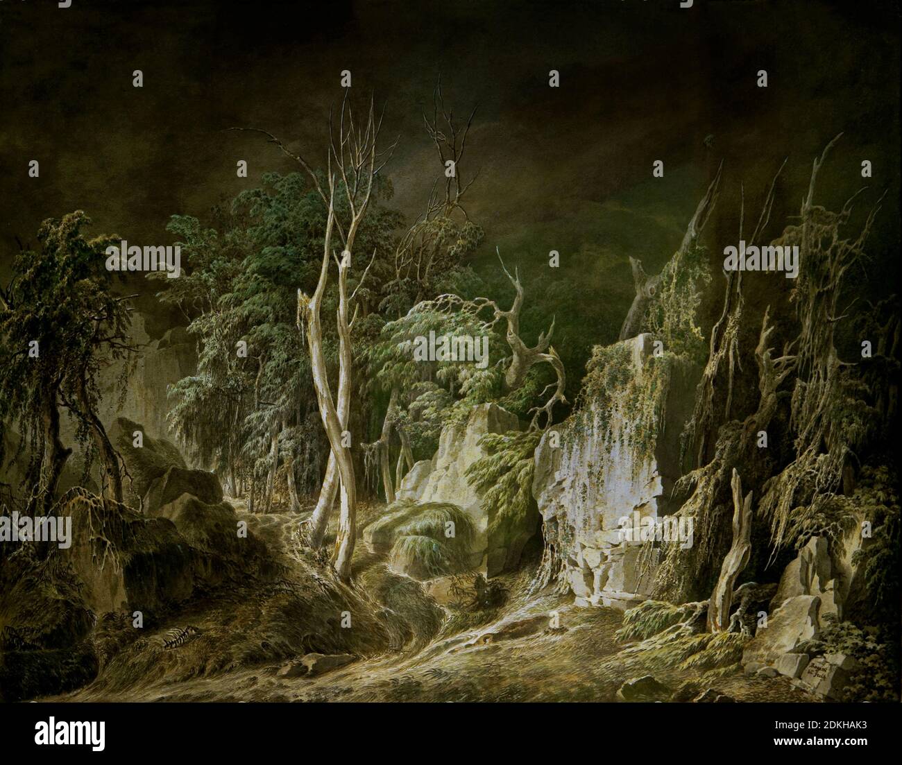 Giuseppe Pietro Bagetti. 1764-1831. Paysage de sous-croissance avec arbres brisés. 1810-1820. aquarelle sur papier. cm 44.5 x 59. Banque D'Images Giuseppe Pietro Bagetti. 1764-1831. Paysage de sous-croissance avec arbres brisés. 1810-1820. aquarelle sur papier. cm 44.5 x 59. Banque D'Images