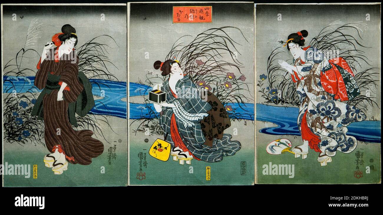 Art, Utagawa Kuniyoshi 1798-1861, titre de l'œuvre, attraper des pompiers en été (Nōryō no hotaru) série: Les divertissements des quatre Saisons (Shiki yūka Banque D'Images Art, Utagawa Kuniyoshi 1798-1861, titre de l'œuvre, attraper des pompiers en été (Nōryō no hotaru) série: Les divertissements des quatre Saisons (Shiki yūka Banque D'Images