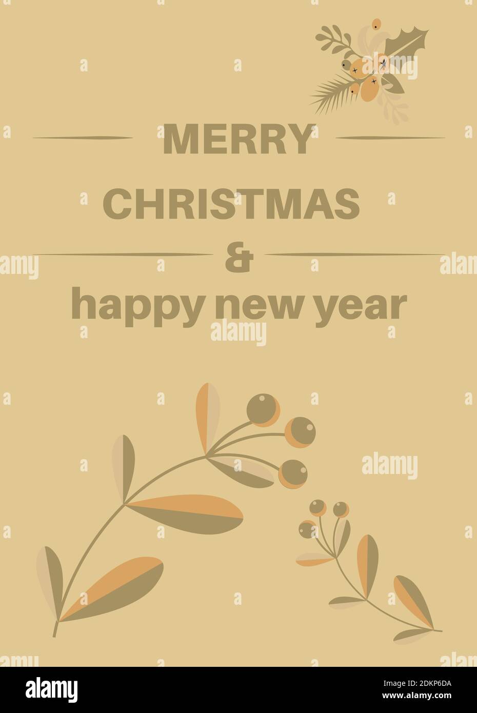 Carte de joyeux noël et de bonne année élégante avec or pattes - illustration vectorielle Illustration de Vecteur