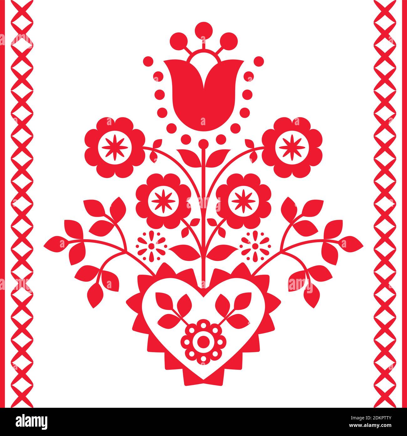 Polish Floral folk art vector design de Nowy Sacz in La Pologne s'inspire de la broderie traditionnelle des highlanders Lachy Sadeckie Illustration de Vecteur