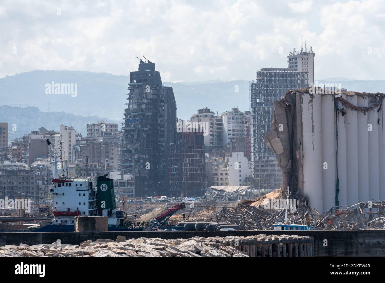 Dommages après l'explosion du port de Beyrouth Banque D'Images