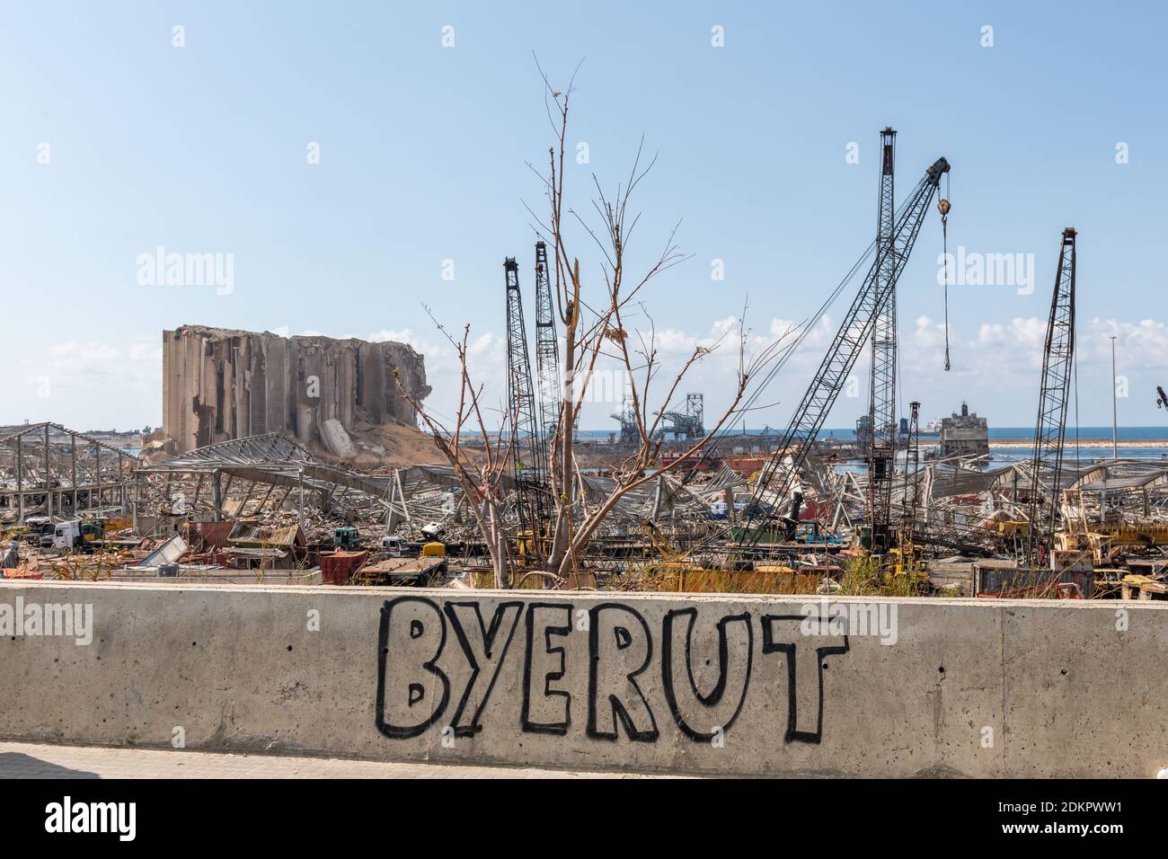 Dommages après l'explosion du port de Beyrouth Banque D'Images