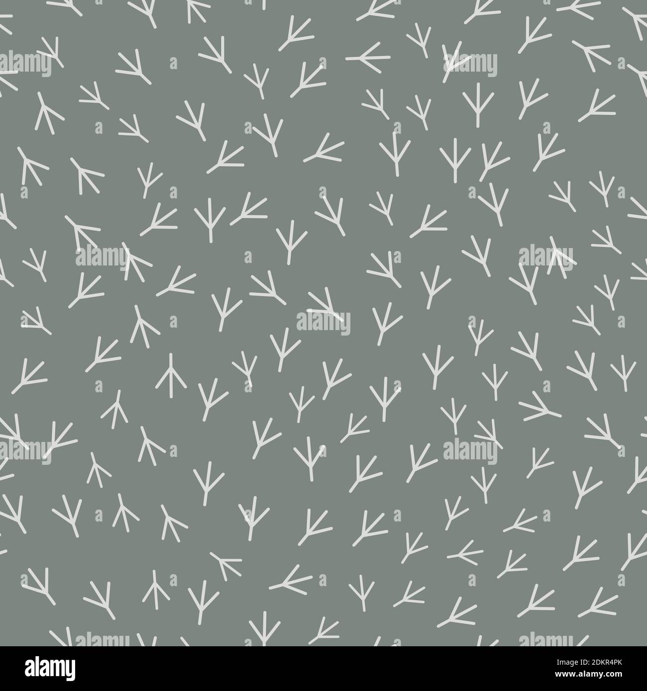 Motif abstrait sans couture avec sentier pour oiseaux. Illustration vectorielle. Traces de pieds d'oiseau clair sur fond gris. Illustration de Vecteur