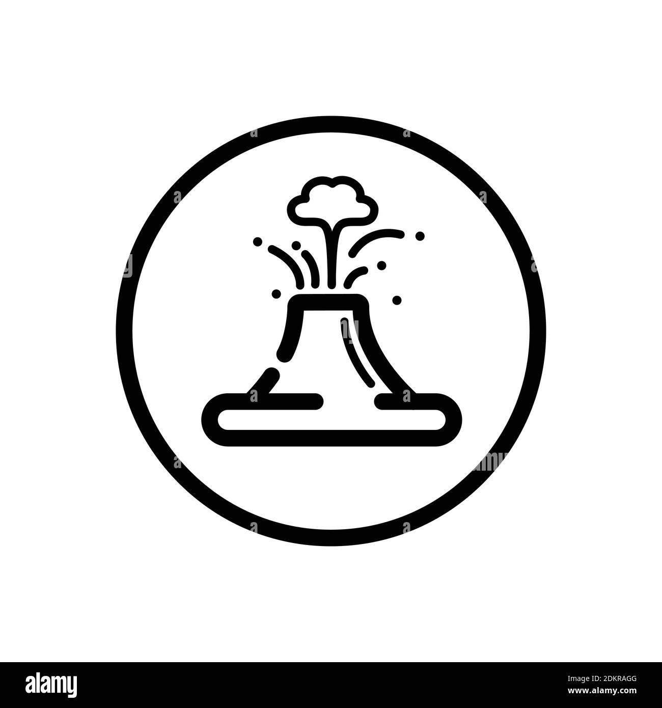 Volcan. Icône de contour météo dans un cercle. Illustration vectorielle isolée Illustration de Vecteur