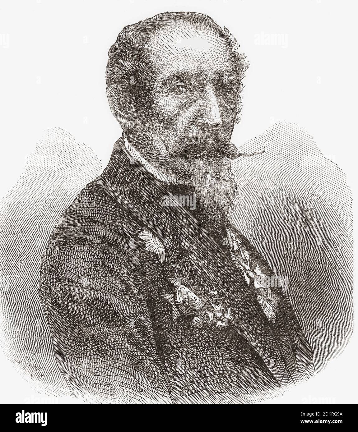 Horace Vernet. Nom complet Émile Jean-Horace Vernet, 1789 - 1863. Artiste français. Après une gravure dans The Illustrated London News, le 31 janvier 1863 d'une photographie de Nadar. Banque D'Images