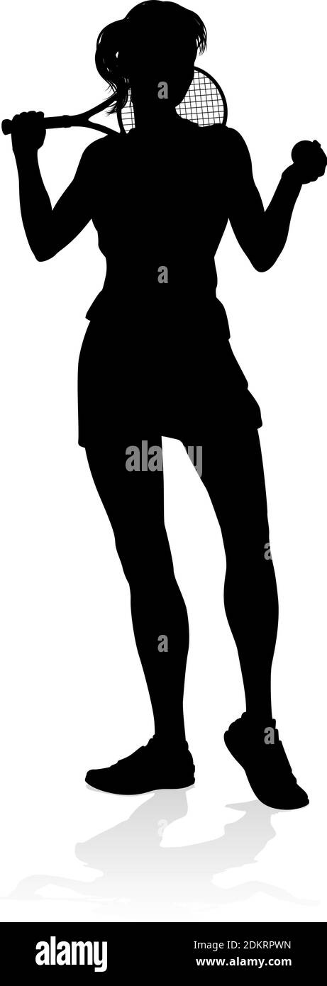 Tennis Player Woman Sport Person Silhouette Illustration de Vecteur
