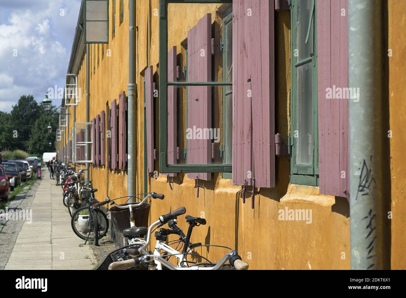 Copenhague, Kopenhagen, Danemark, Dänemark; Nyboder - quartier résidentiel historique - anciennes casernes. Historisches Wohnviertel - ehemalige Kaserne. Banque D'Images