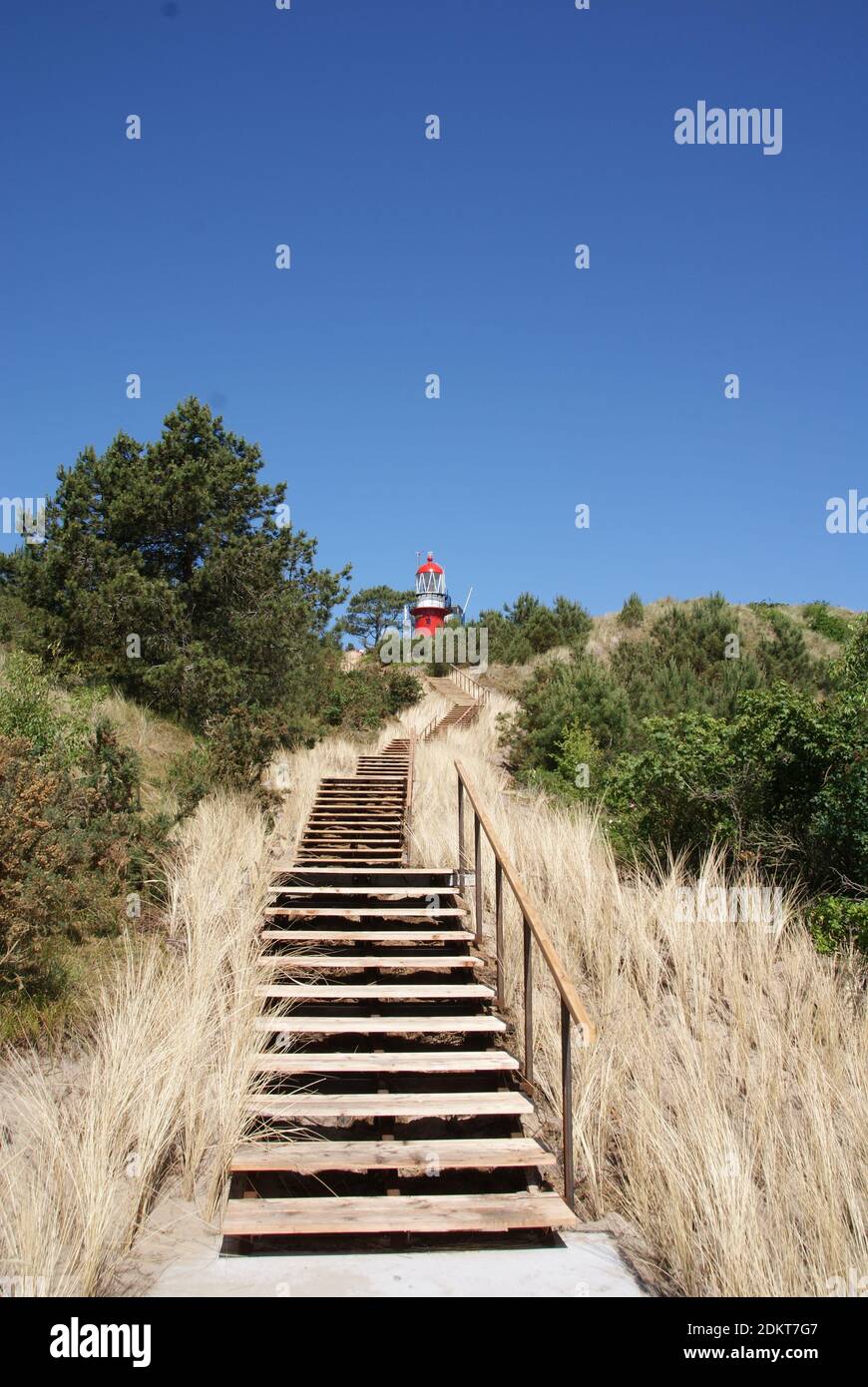 Escaliers en direction du phare de Vlieland, pays-Bas. Banque D'Images