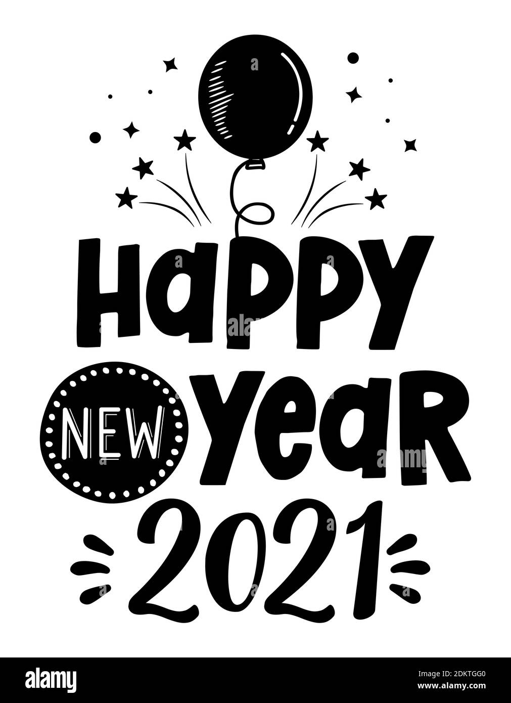 Joyeux nouvel an 2021 - magnifique citation manuscrite inspirante du nouvel an, étiquette cadeau, message lettrage. Extrait à la main hiver, phrase de janvier. Manuscrit Illustration de Vecteur